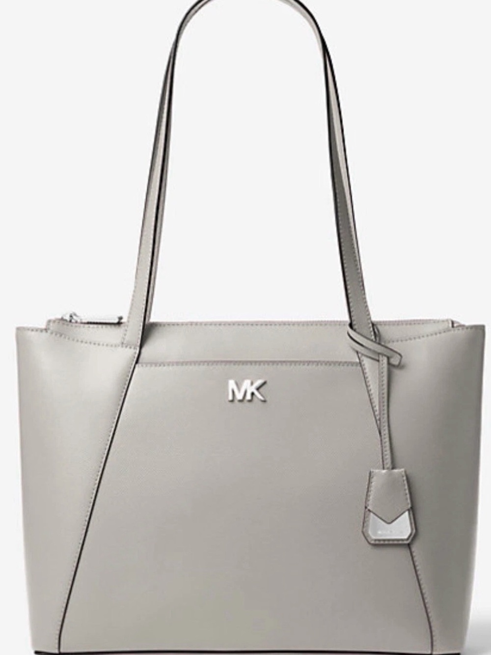 Authentic Michael Kors Maddie Medium Tote features textured crossgrain leather